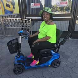 Pride Revo 4 wheel scooter rental for Universal studios hollywood.