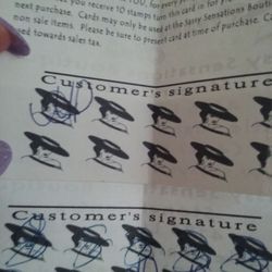 Sassy Sensations - Every $35 you spend you get a stamp.  After every 10 stamps you get $10 off your next purchase .