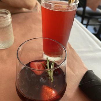 Water for Chocolate - Dope juice (front), guava Bellini (back) - Breakfast & Brunch Near Me - Baltimore, Maryland