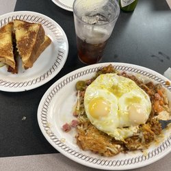 Waffle House - Loaded Hash Browns with bacon cheeseburger