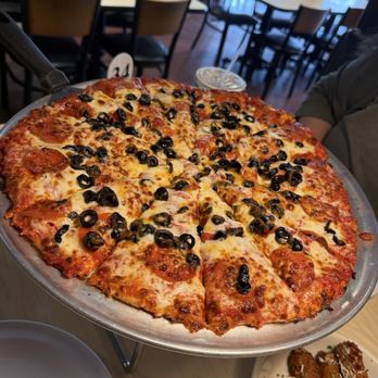 PPK on the Park - Large Pepperoni Pizza with olives and extra cheese. - Pizza Near Me - Paso Robles, California PPK on the Park - Large Pepperoni Pizza with olives and extra cheese. - Pizza Near Me - Paso Robles, California
