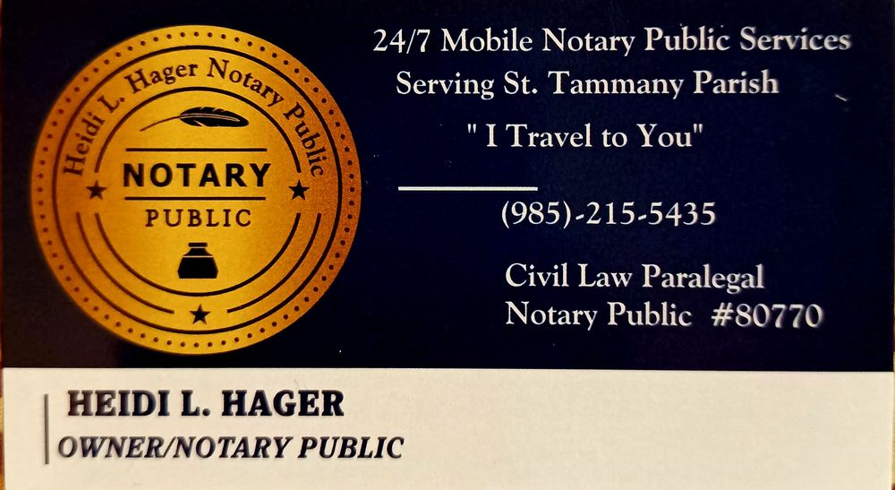 24/7 MOBILE NOTARY PUBLIC SERVICES Pearl River, LA Yelp