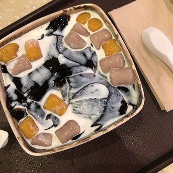 Meet Fresh - brown sugar shaved ice topped with grass jelly+taro balls. pour creamer onto grass jelly to enjoy it traditionally! - Desserts Near Me - Plano, Texas Meet Fresh - brown sugar shaved ice topped with grass jelly+taro balls. pour creamer onto grass jelly to enjoy it traditionally! - Desserts Near Me - Plano, Texas