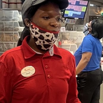 Chick-fil-A - Woman with both mouth & nose exposed - Chicken Shop Near Me - Miami, Florida Chick-fil-A - Woman with both mouth & nose exposed - Chicken Shop Near Me - Miami, Florida