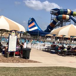 Wave pool with one of the slides towards the right Wave pool with one of the slides towards the right