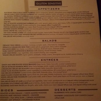 Seasons 52 - gluten free menu they printed out just for me! - New American Near Me - Orlando, Florida