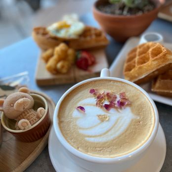 Hide Out Cafe - Waffles, iced milk bear boba and rose latte IG: Missfoodaddict - Cafes Near Me - Rowland Heights, California Hide Out Cafe - Waffles, iced milk bear boba and rose latte IG: Missfoodaddict - Cafes Near Me - Rowland Heights, California