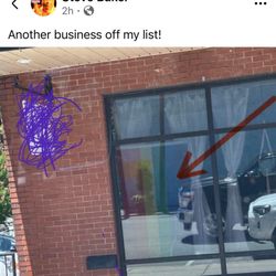 Royal Oak Dental Group at Midtown - A DR bashing a local small biz for supporting the gay community. I marked out the sign but he didn't.