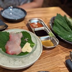 Somaek - Striped bass sashimi