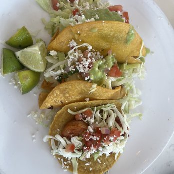 The Mexicano - Left to right, Baja shrimp taco, potato taco and the beef taco! All amazing!!! - Mexican Near Me - Phoenix, Arizona