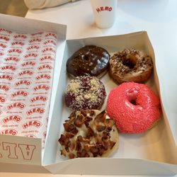 Hero Doughnuts And Buns - Chocolate, Pumpkin cake, Blueberry Crumble, Pink, and Maple Bacon