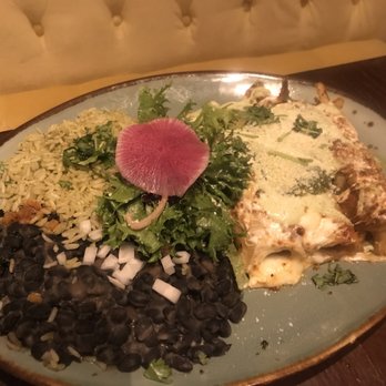 TORO Cantina - Pork carnitas Enchiladas. Wow. I loved the corn tortilla and the soft pork. Very well done. Watermelon radish is a beautiful edible garnish! - Mexican Near Me - Albany, New York