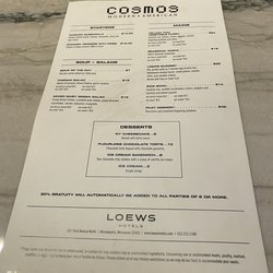 Apothecary Bar & Lounge - Food menu as of July 2023