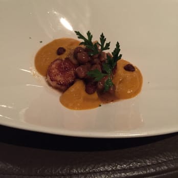 La Toque - Bay Scallops with Chick Peas and Pumpkin Puree - French Near Me - Napa, California La Toque - Bay Scallops with Chick Peas and Pumpkin Puree - French Near Me - Napa, California
