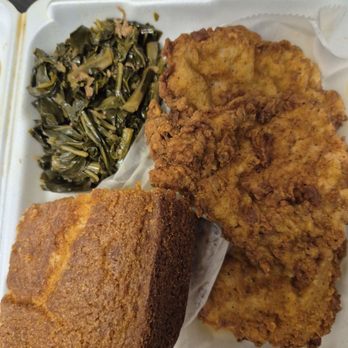 Nigel's Good Food - Pork chops collard with corn bread - Soul Food Near Me - Ladson, South Carolina