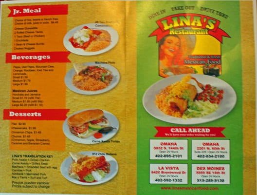 Menu photo 2 Lina's Mexican Restaurant Omaha, NE Menu photo 2 Lina's Mexican Restaurant Omaha, NE