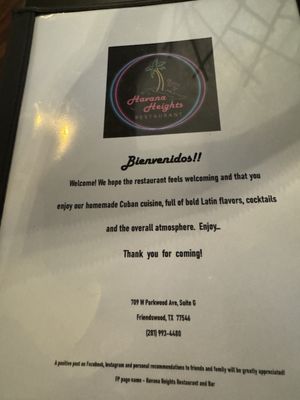 Menu photo 3 Havana Heights Friendswood, TX