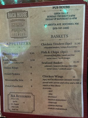 Menu photo 6 Baca House Brewery Socorro, NM