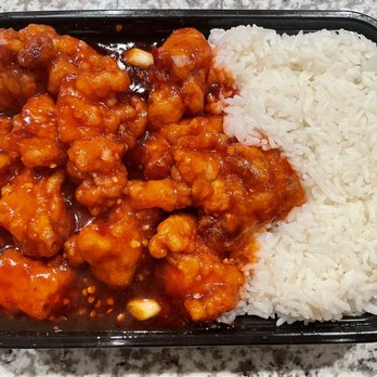 China Wok - a plastic container with rice and chicken - Chinese Near Me - Grove City, Ohio