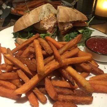 Cured Table & Tap - Salmon BLT with sweet potato fries - American Near Me - Columbia, Maryland Cured Table & Tap - Salmon BLT with sweet potato fries - American Near Me - Columbia, Maryland