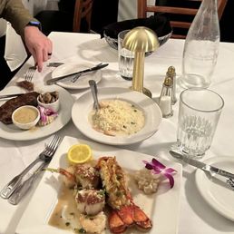 Lobster, Waygu steak, shrimp risotto.