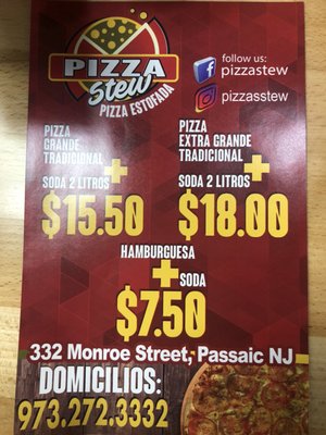 Menu photo 2 Pizza Stew Passaic, NJ