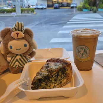Honolulu Coffee - Spinach Dip Quiche ($13.75) and Iced Local Latte ($9.40) as of 5/2026 - Bakeries Near Me - Honolulu, Hawaii Honolulu Coffee - Spinach Dip Quiche ($13.75) and Iced Local Latte ($9.40) as of 5/2026 - Bakeries Near Me - Honolulu, Hawaii