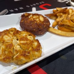 Spirits West - Crab cakes, 1 is fried one is boiled