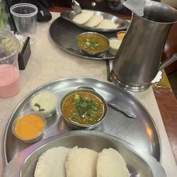 Chennai Tiffins - Idly Poori with Potato curry Masala Dosa Sambar