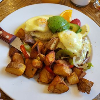 Donner Lake Kitchen - Chicken eggs Benedict  minus the jalapenos - Breakfast & Brunch Near Me - Truckee, California