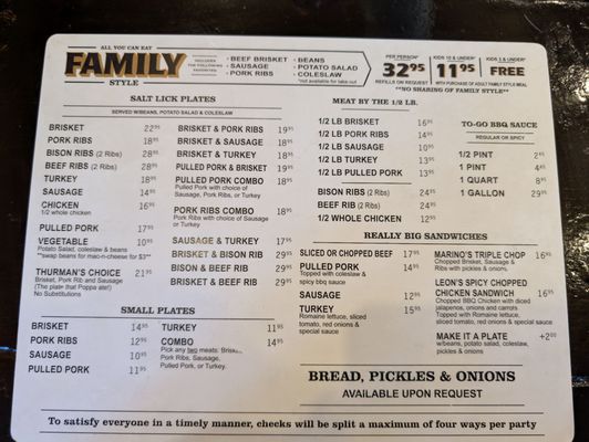 Menu photo 8 The Salt Lick BBQ Driftwood, TX