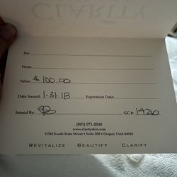 Clarity Skin - Certificate with no expiration date.