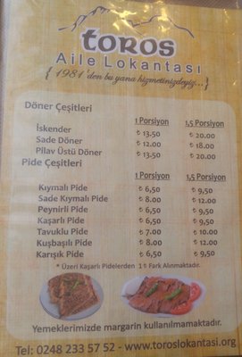 Menu photo 1 Toros Aile Lokantasi Burdur, 15