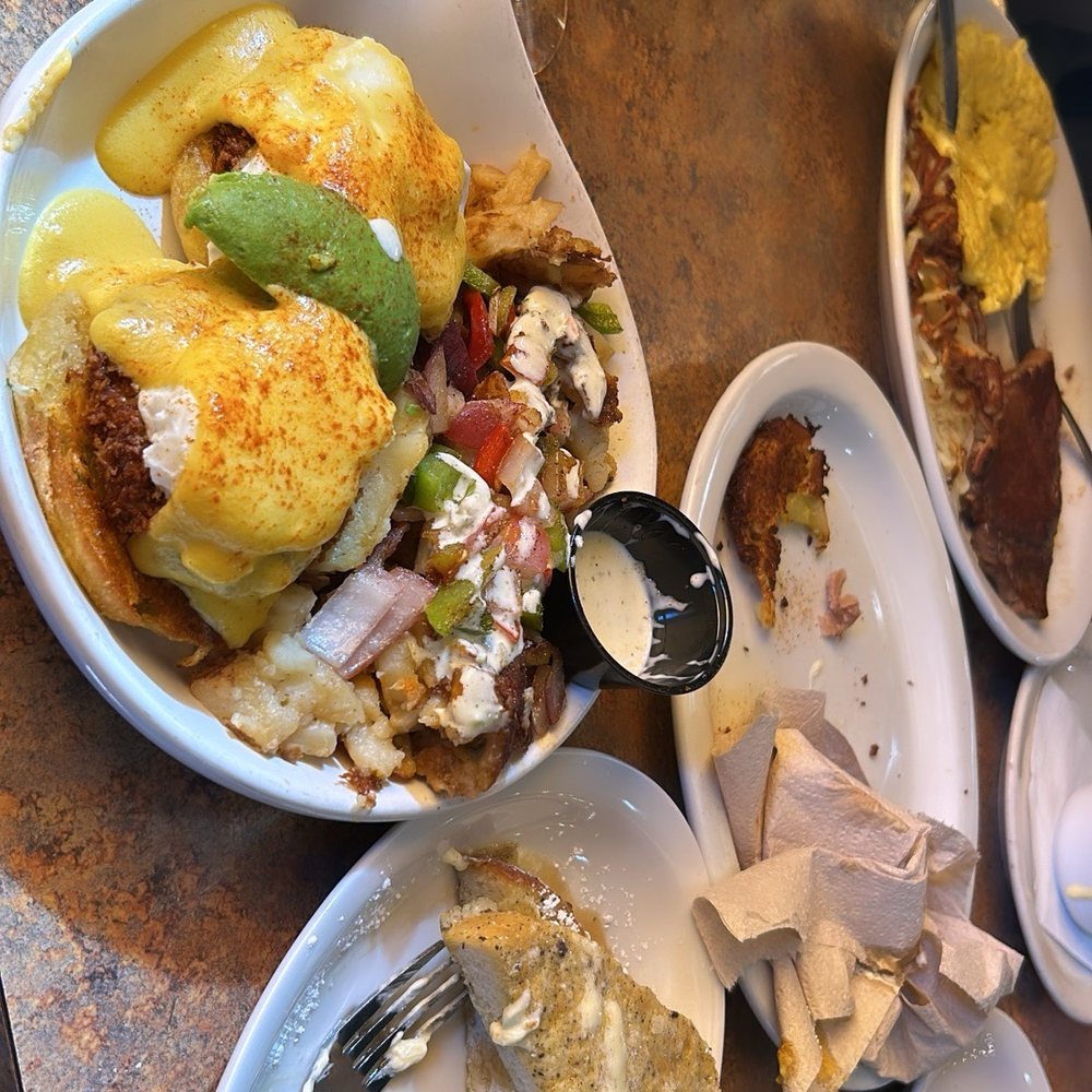 Huckleberry's - Crab Cake Benedict and French Quarter French Toast (2) - Breakfast & Brunch Near Me - Fairfield, California Huckleberry's - Crab Cake Benedict and French Quarter French Toast (2) - Breakfast & Brunch Near Me - Fairfield, California