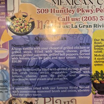 La Gran Riviera - Menu - New Mexican Cuisine Near Me - Pelham, Alabama La Gran Riviera - Menu - New Mexican Cuisine Near Me - Pelham, Alabama