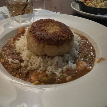 Graze - Crab cake w/ shrimp gumbo - New American Near Me - Mount Pleasant, South Carolina Graze - Crab cake w/ shrimp gumbo - New American Near Me - Mount Pleasant, South Carolina