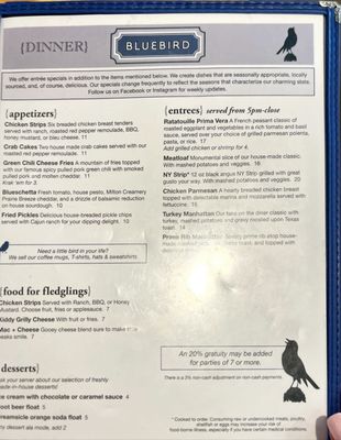 Menu photo 5 Bluebird Diner Iowa City, IA