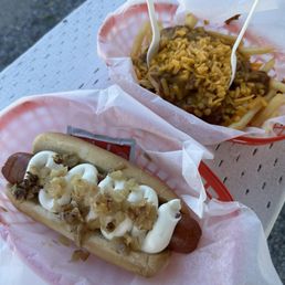 Seattle style fire dog and chili cheese fries Seattle style fire dog and chili cheese fries