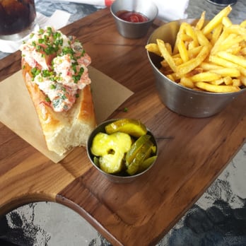 Earls Kitchen + Bar - Lobster & Shrimp Roll with Fries and Pickles. The pickles are crack! - New American Near Me - Miami, Florida