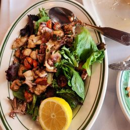 Delicious Appetizer Includes octopus. The balance of the seafood and greens was delightful. Delicious Appetizer Includes octopus. The balance of the seafood and greens was delightful.