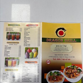 Dragon Grill - the menu for the restaurant - Japanese Near Me - Chino, California