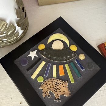 Santa Theresa Tile Works - My tiny mosaic creation....javelina being beamed up! - Home Decor Near Me - Tucson, Arizona Santa Theresa Tile Works - My tiny mosaic creation....javelina being beamed up! - Home Decor Near Me - Tucson, Arizona