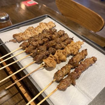 Northern China BBQ - Pork belly, beef, chicken skin, lamb (left to right) - Barbeque Near Me - San Francisco, California Northern China BBQ - Pork belly, beef, chicken skin, lamb (left to right) - Barbeque Near Me - San Francisco, California