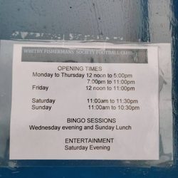 Whitby Fishermans Society - Open times