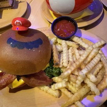 Toadstool Cafe - Mario Burger (Bacon, Mushroom & Cheese) - Cafes Near Me - Universal City, California Toadstool Cafe - Mario Burger (Bacon, Mushroom & Cheese) - Cafes Near Me - Universal City, California