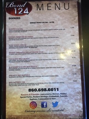Menu photo 6 Bond 124 Somers, CT