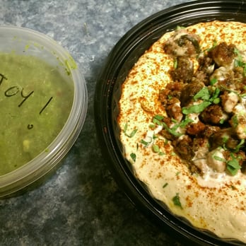 Hummus Kitchen - Sirloin hummus delivery. So good! And they gave me extra green hot sauce. Best hot sauce ever! - Middle Eastern Near Me - New York, New York