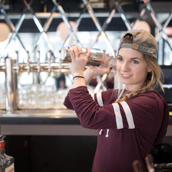 Sacred Beast - Lily Henry bar manager preparing The Aviation is a classic cocktail made with Gin, Luxardo Maraschino liqueur, crème de violette, and lemon - Bars Near Me - Cincinnati, Ohio Sacred Beast - Lily Henry bar manager preparing The Aviation is a classic cocktail made with Gin, Luxardo Maraschino liqueur, crème de violette, and lemon - Bars Near Me - Cincinnati, Ohio