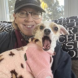 Dickens' Pet Care Services - Heir to the business, Fanny B. Dickens, adopted from Brown Paws Rescue in October 2022.