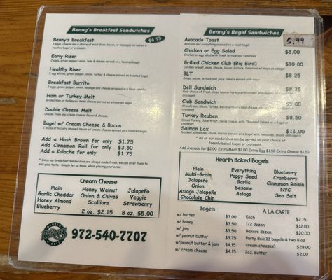 Menu photo 1 Benny's Bagels McKinney, TX